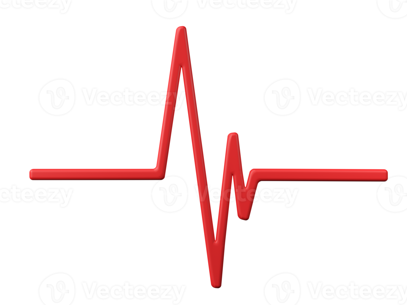 3D Heartbeat line isolated on transparent background PNG file format.