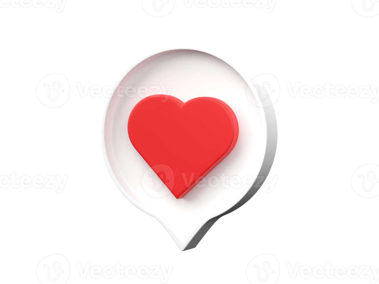 3D social media notification love like heart icon isolated on transparent background PNG file format.