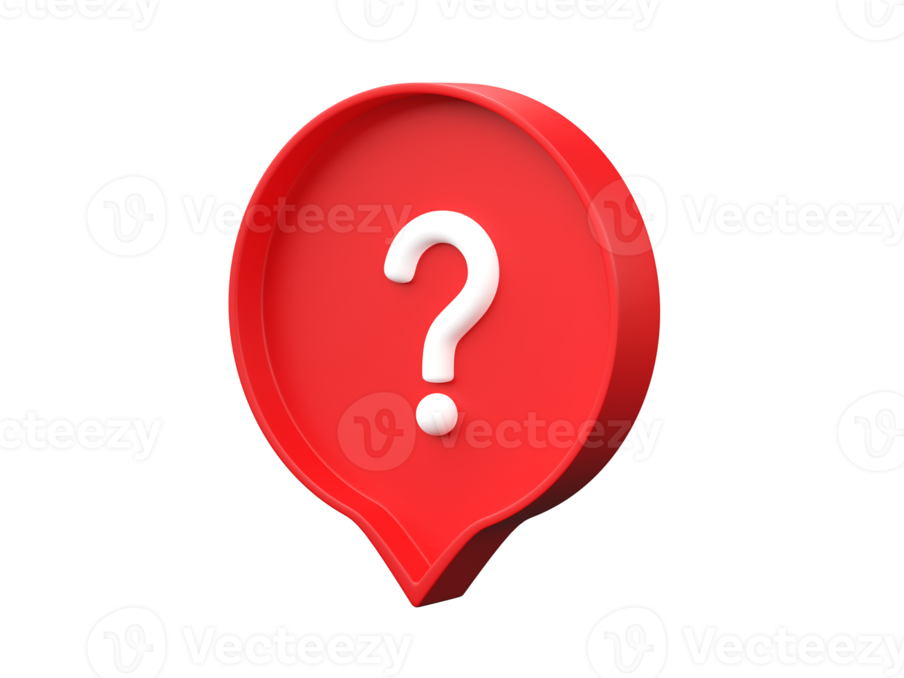 3D question mark in speech bubble icon isolated on transparent background PNG file format.