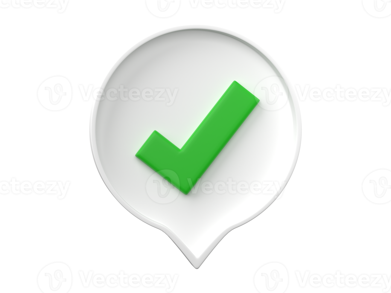Marca de verificación 3d dentro de un pin aislado en formato de archivo png de fondo transparente.