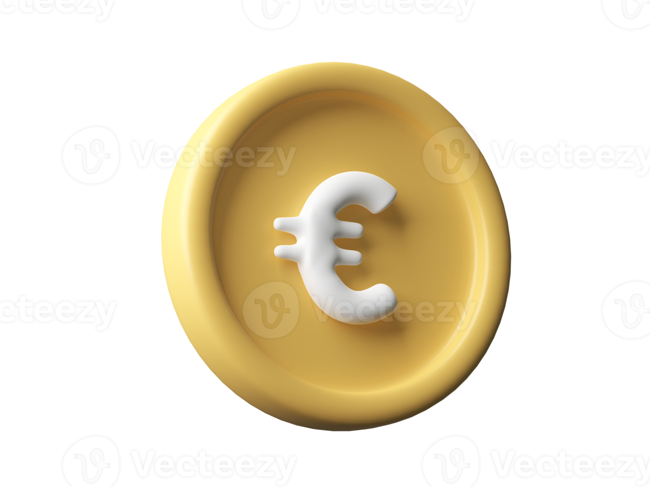 3D Euro coin isolated on transparent background PNG file format.