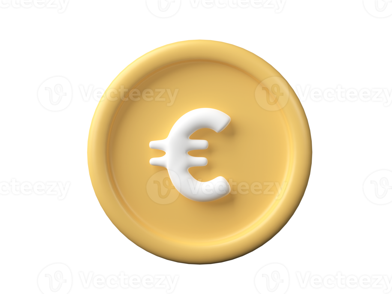 3D Euro coin isolated on transparent background PNG file format.