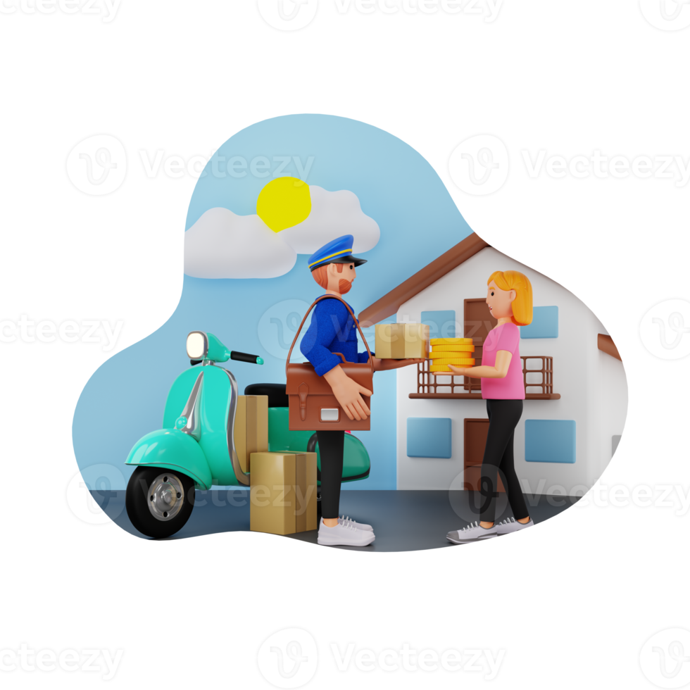 Home Delivery Charges 3D Character Illustration png