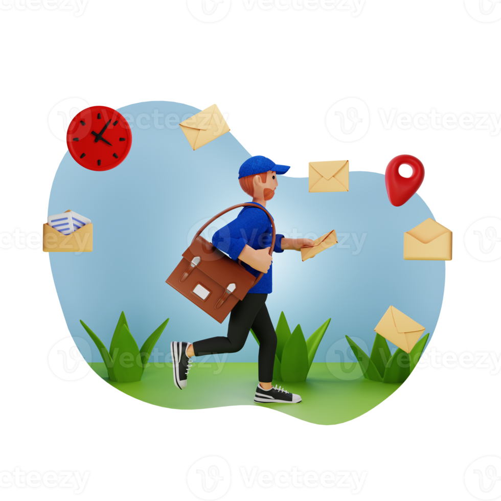 Delivery Time 3D Character Illustration png