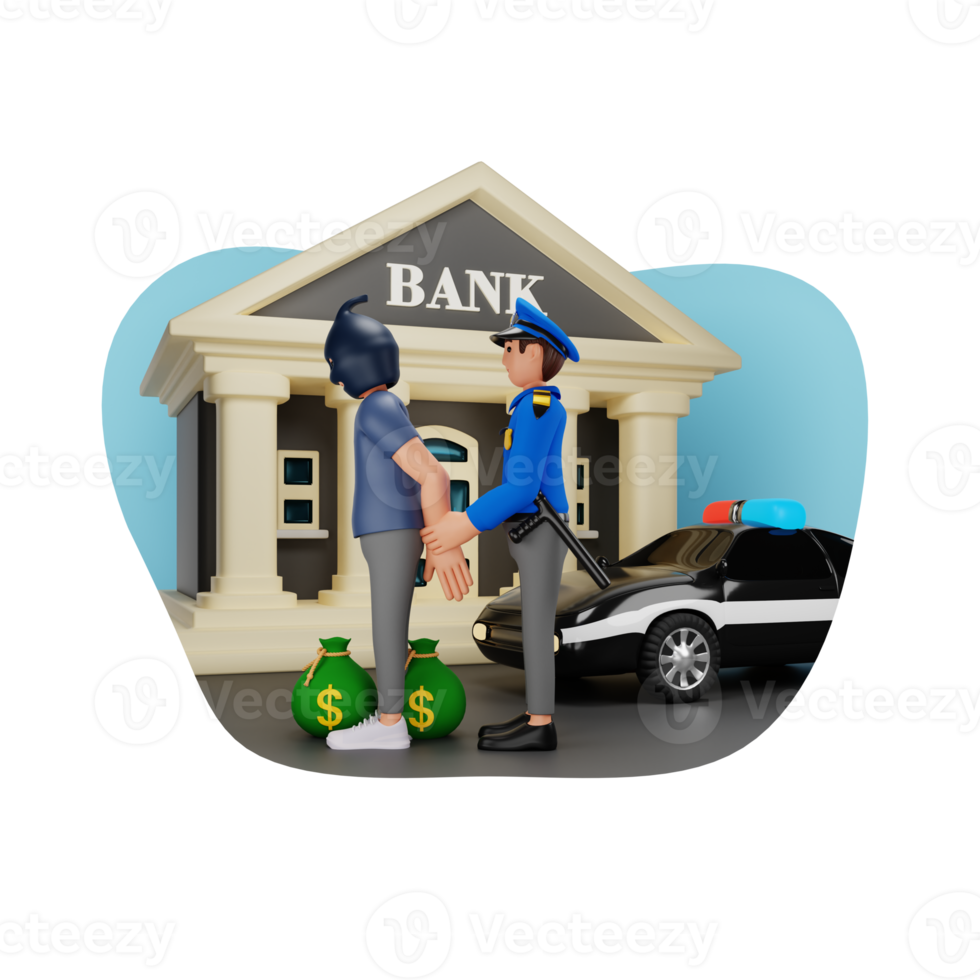 Robber Arrest 3D Character Illustration png