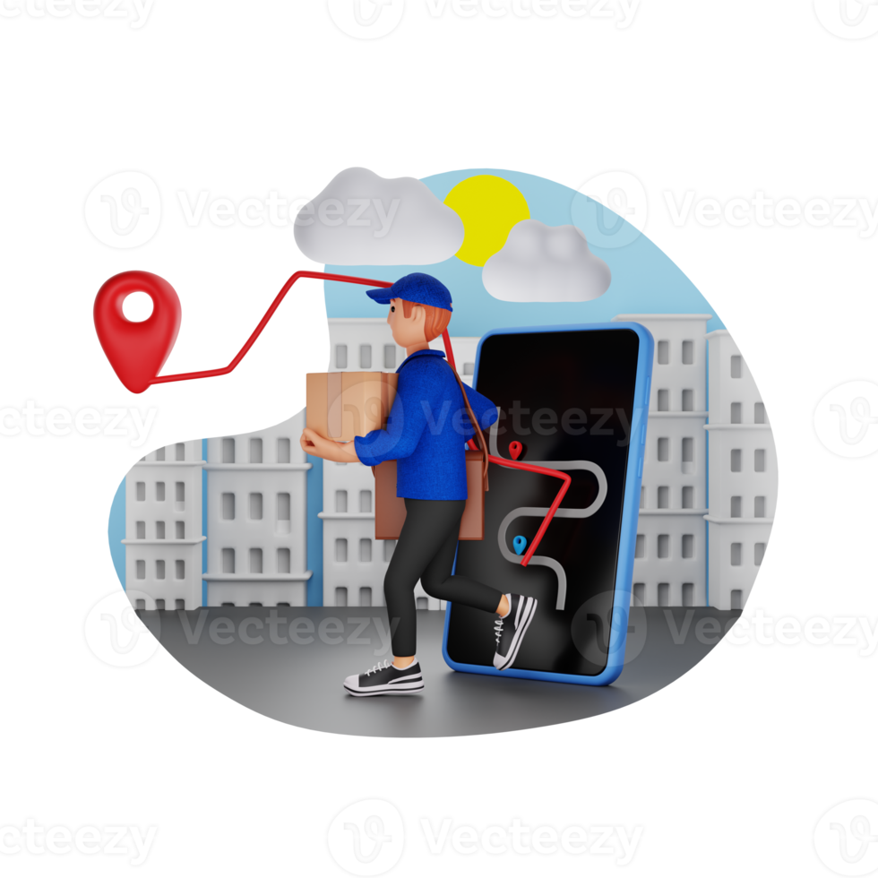 Delivery Location 3D Character Illustration png