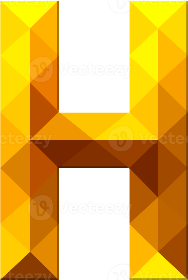 Alphabet gold color polygon font style png