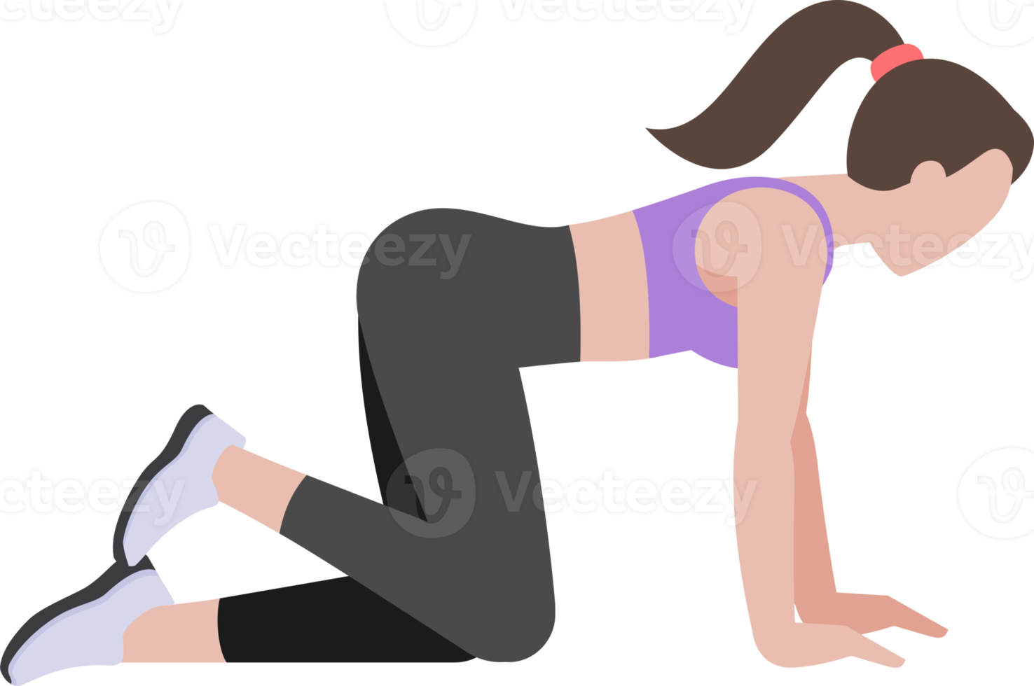 woman exercises flat color png