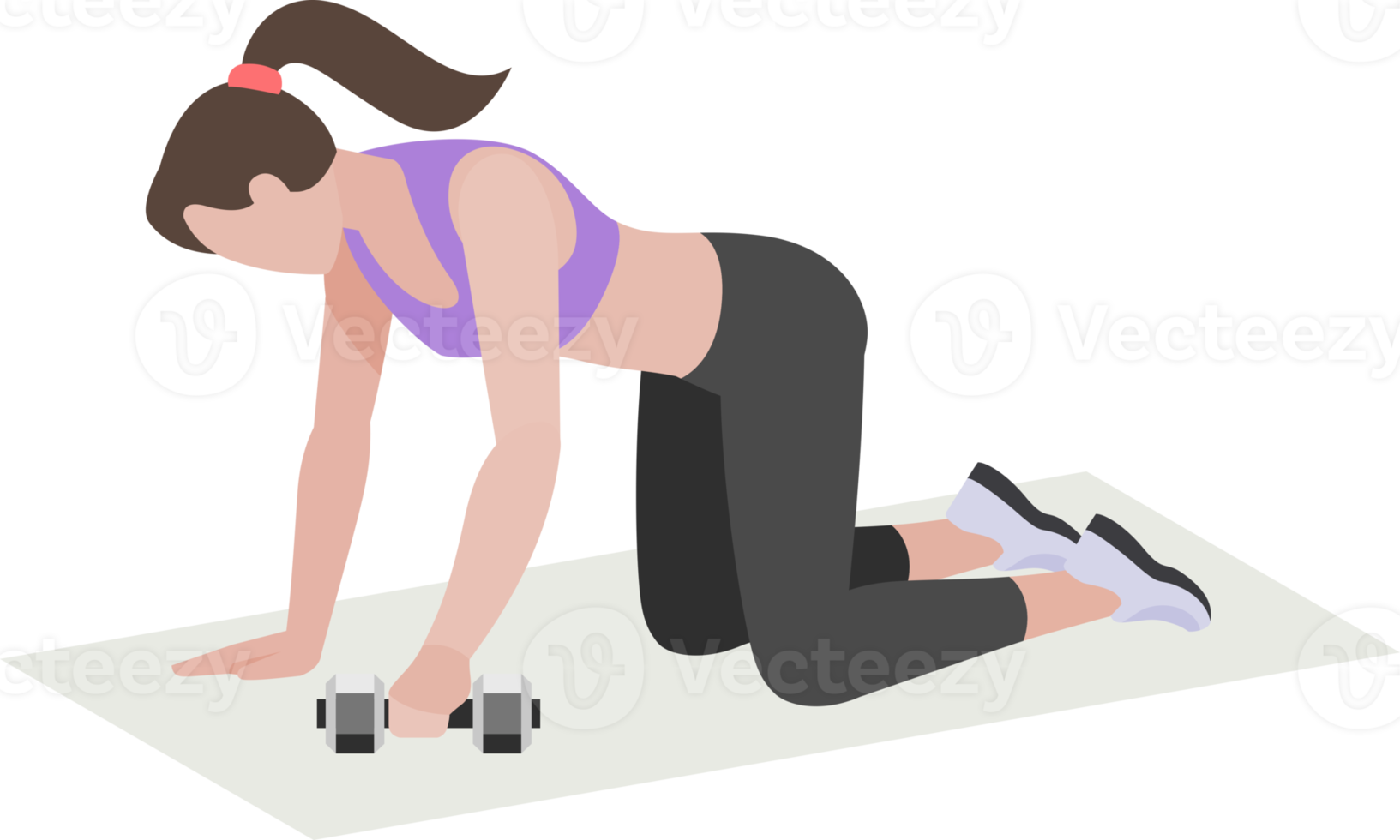 woman exercises flat color png
