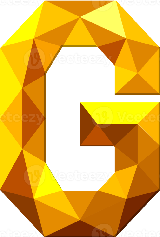 Alphabet gold color polygon font style png