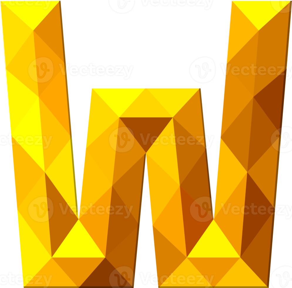 Alphabet gold color polygon font style png