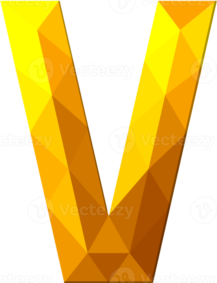 Alphabet gold color polygon font style png