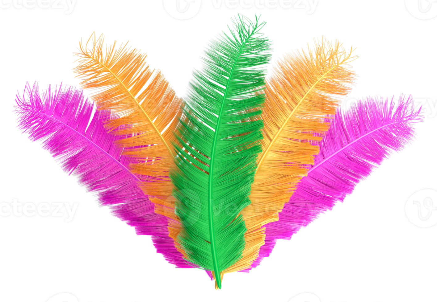 plumes colorées de carnaval 3d png