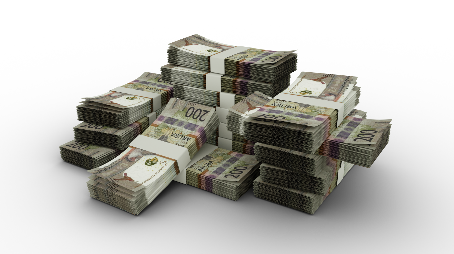 stack-of-200-aruban-florin-notes-3d-rendering-of-bundles-of-banknotes