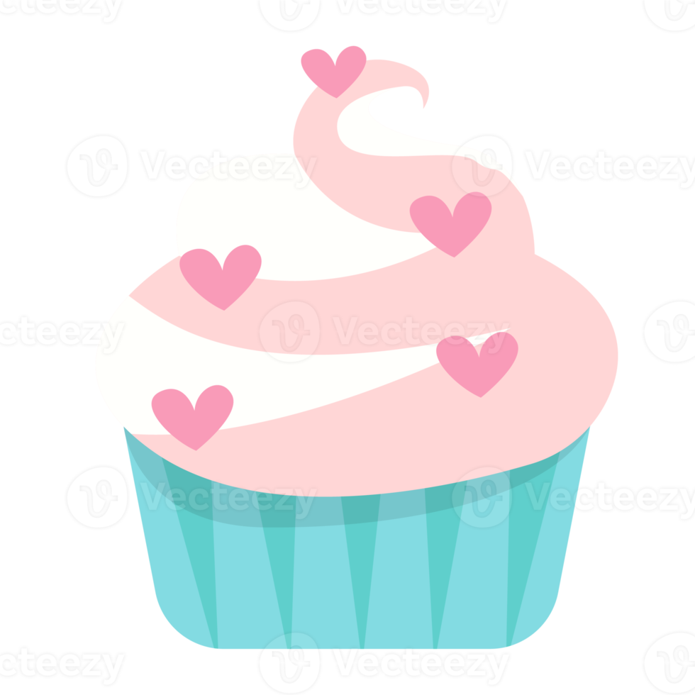 cute cupcakes with cream icing hearts png