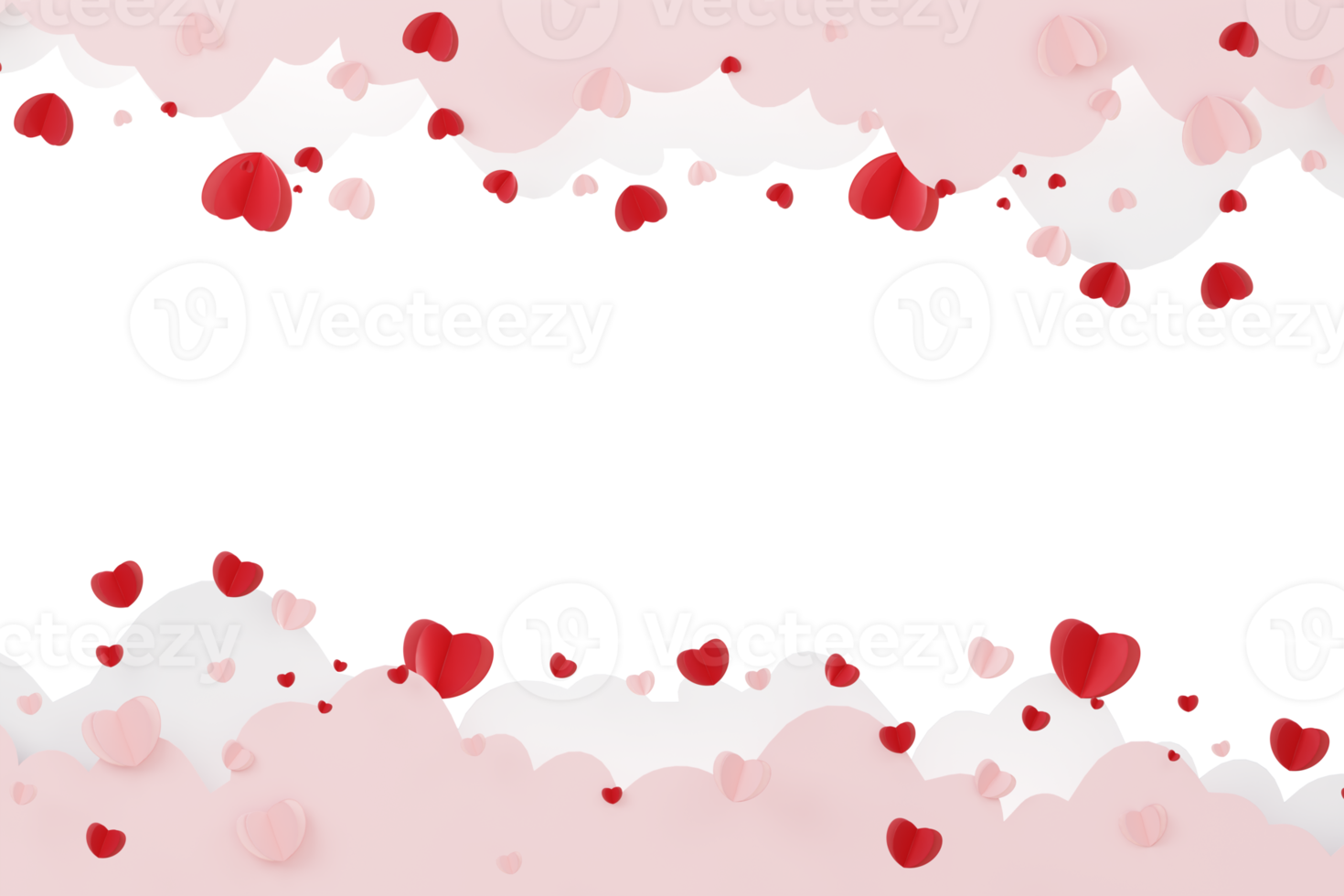 Valentine day with heart shape floating, various red heart soft body. png