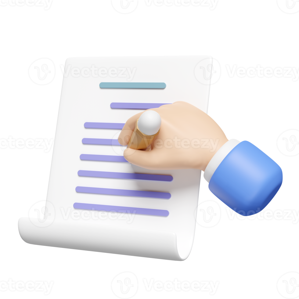 3d checklista med affärsman händer innehav penna, urklipp, isolerat. begrepp 3d framställa illustration png