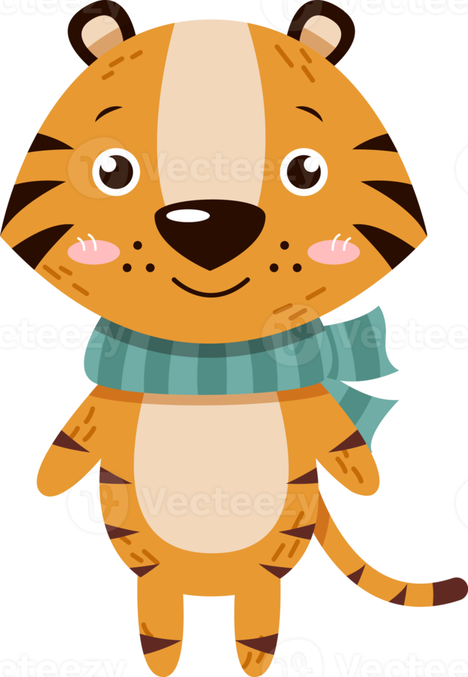 Tiger cartoon characters with clothes png