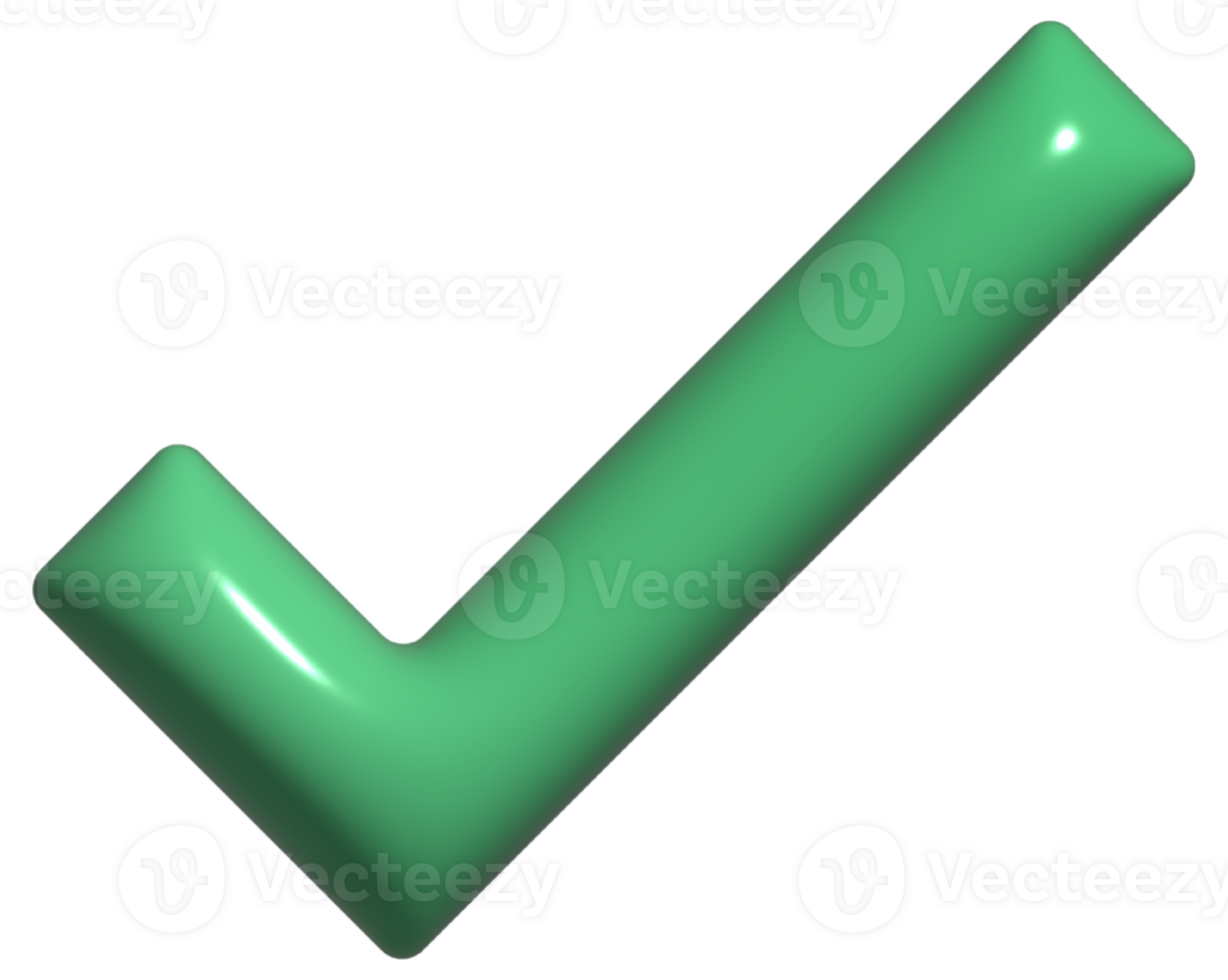 3D Green tick isolated png