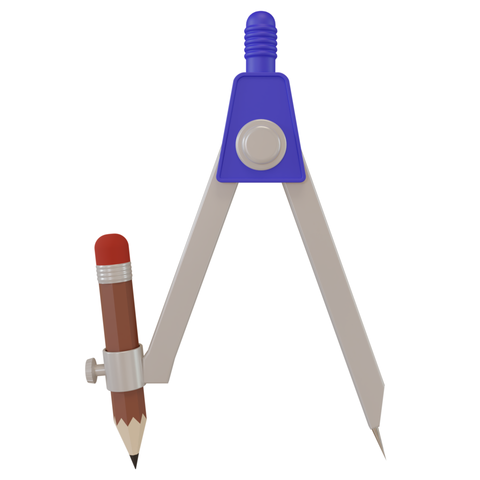 Illustration de rendu 3d d'une boussole géométrique au crayon png