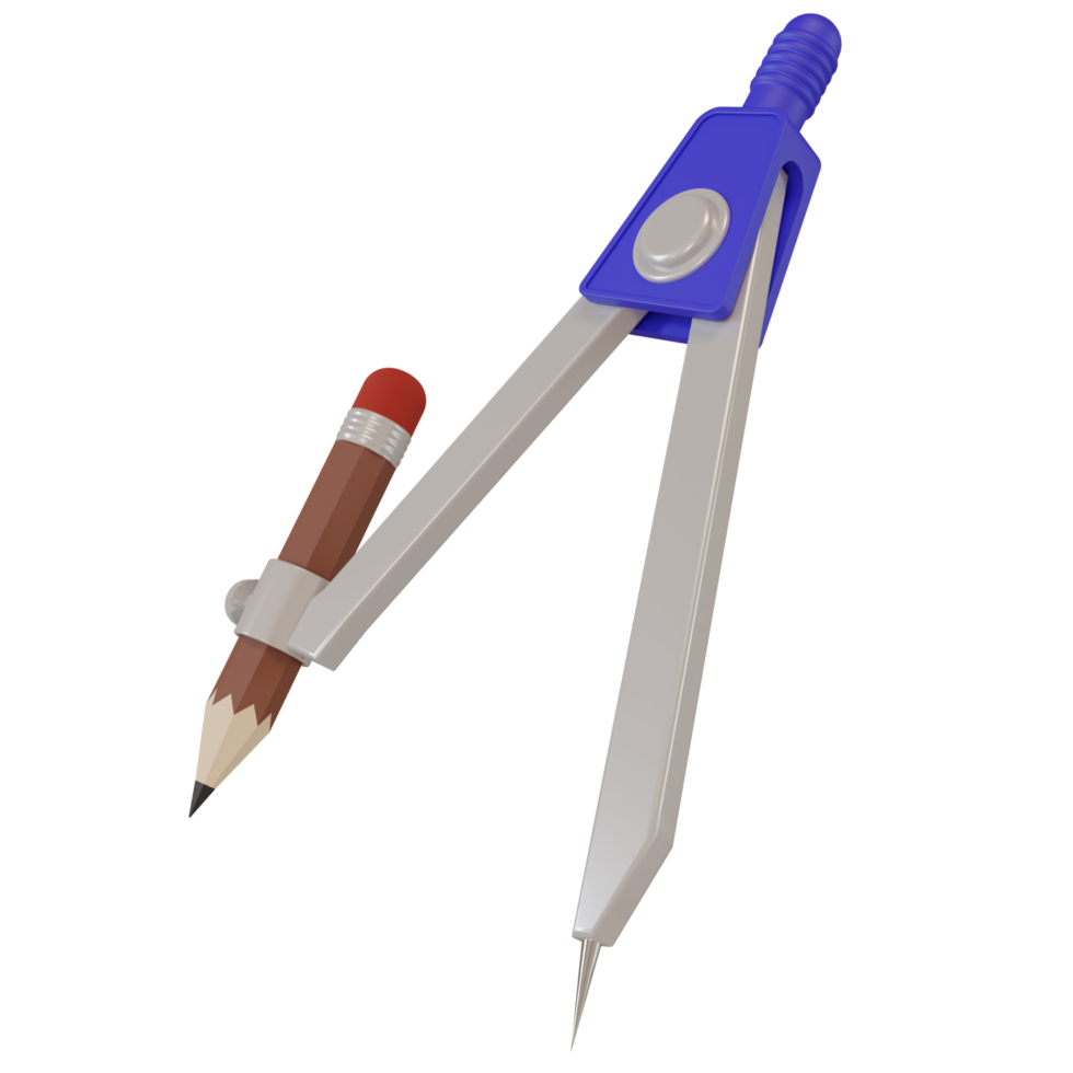 Illustration de rendu 3d d'une boussole géométrique au crayon png