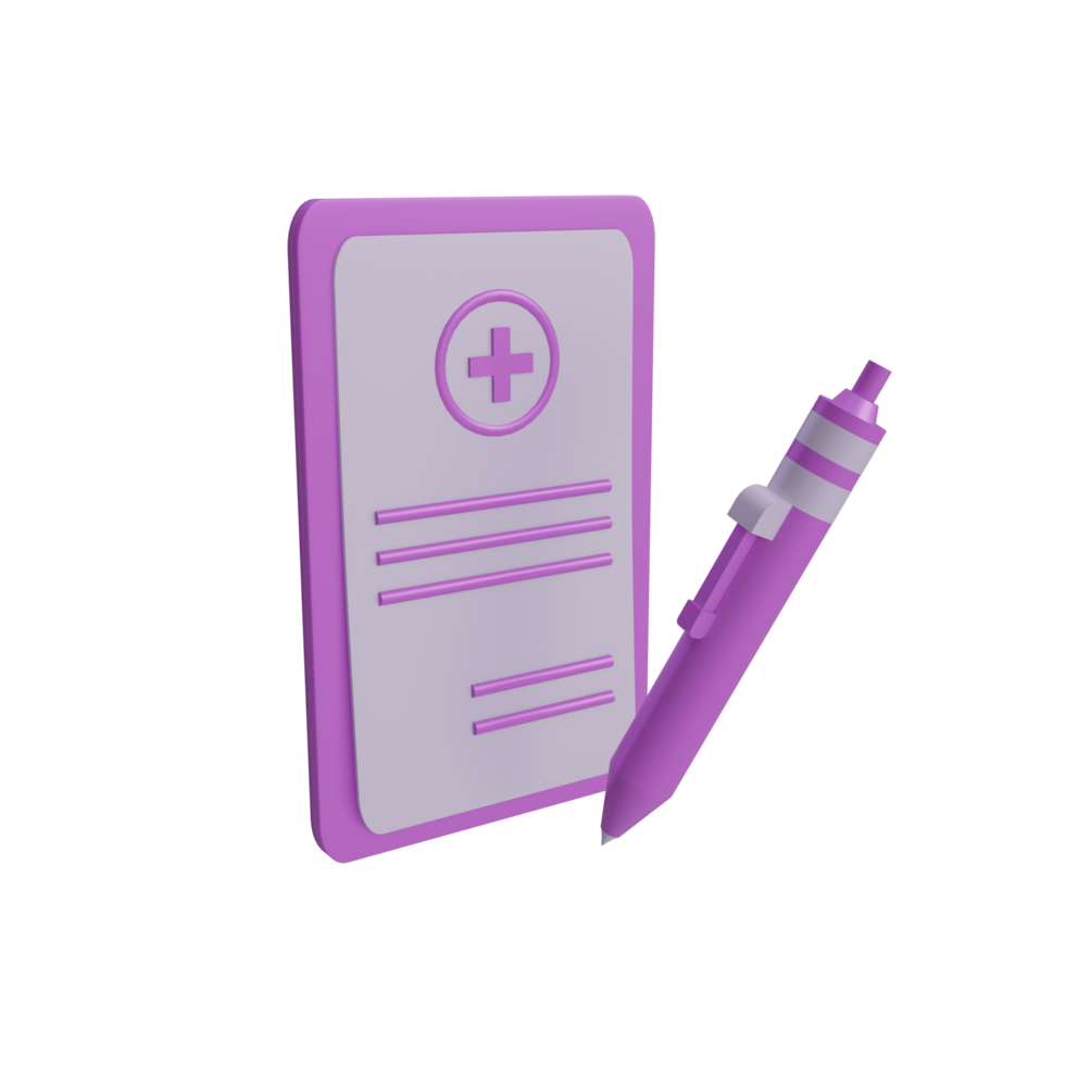 3D Hospital Document Icon with transparent background, suitable for template design, UI or UX and more. png