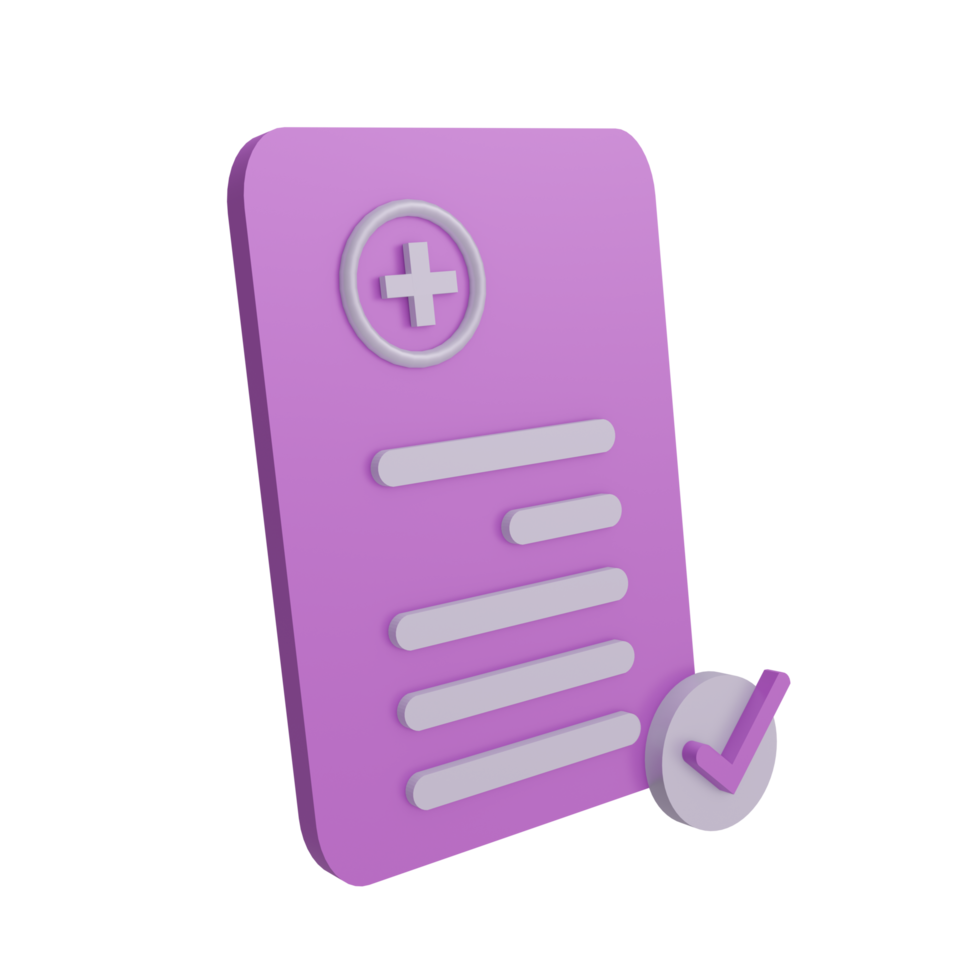 3D Hospital Document Icon with transparent background, suitable for template design, UI or UX and more. png