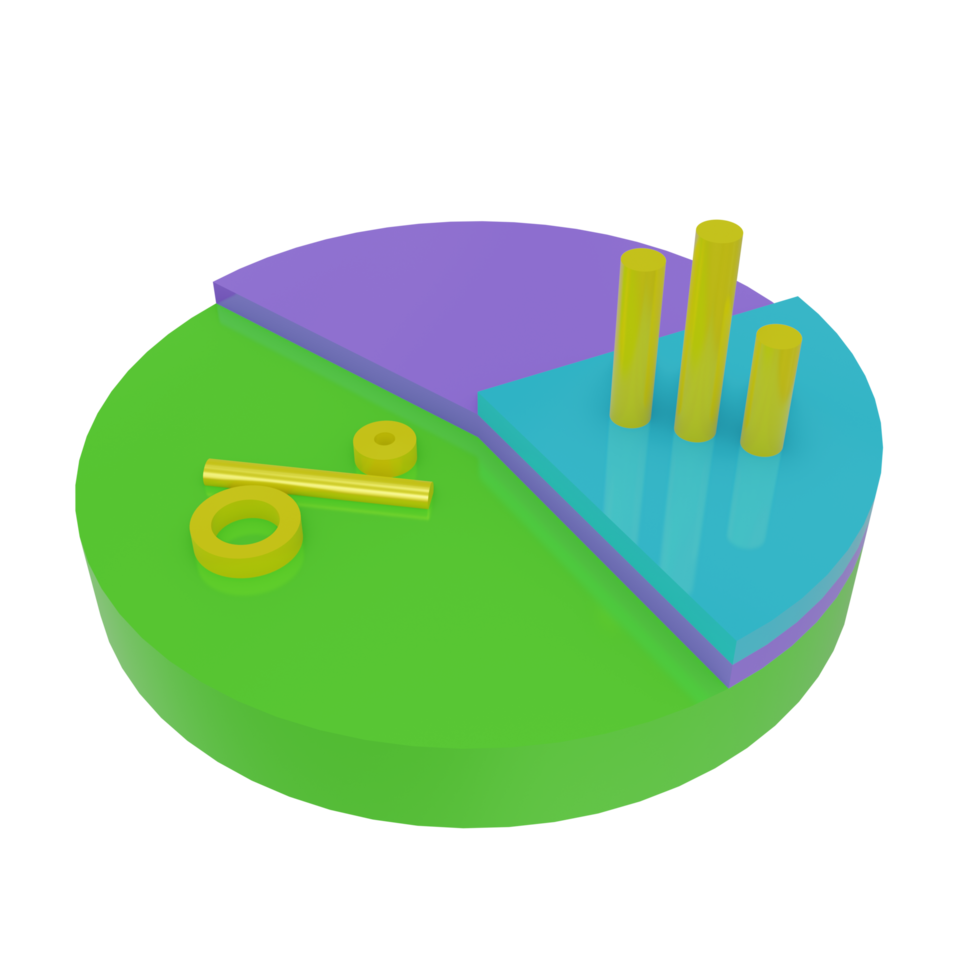 3D Pie chart icon with transparent background, perfect for template design, UI or UX and more. png
