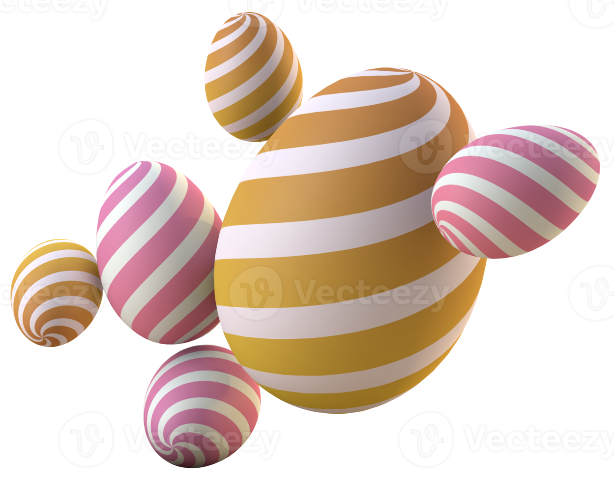 Composition of 3D Easter eggs png