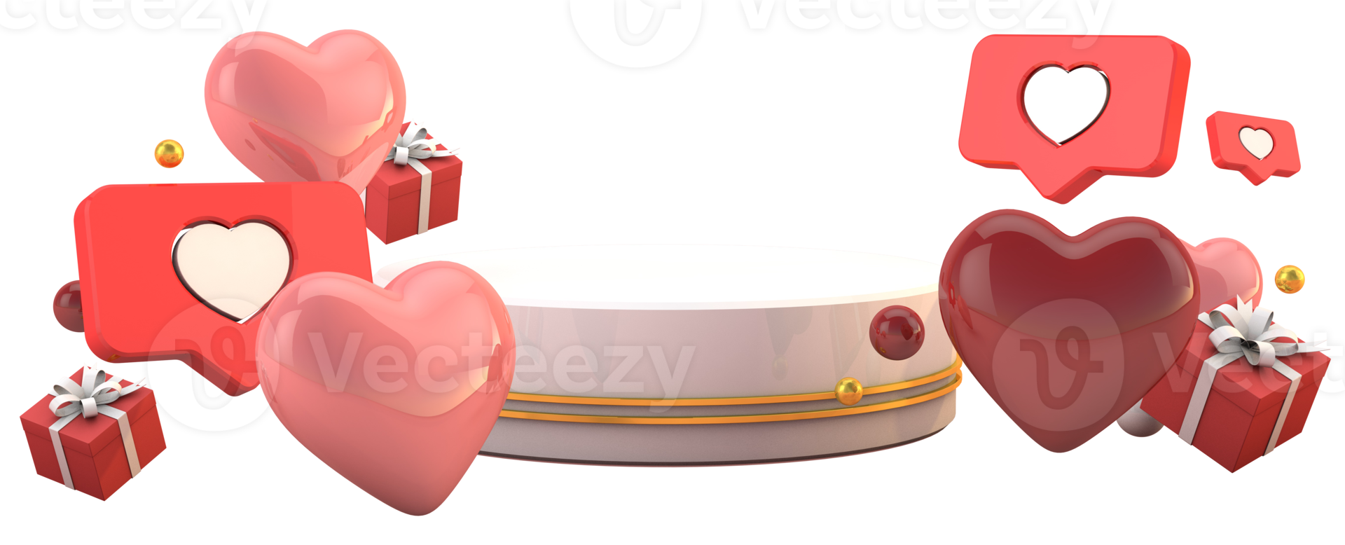 Happy valentine's day with 3d empty podium png