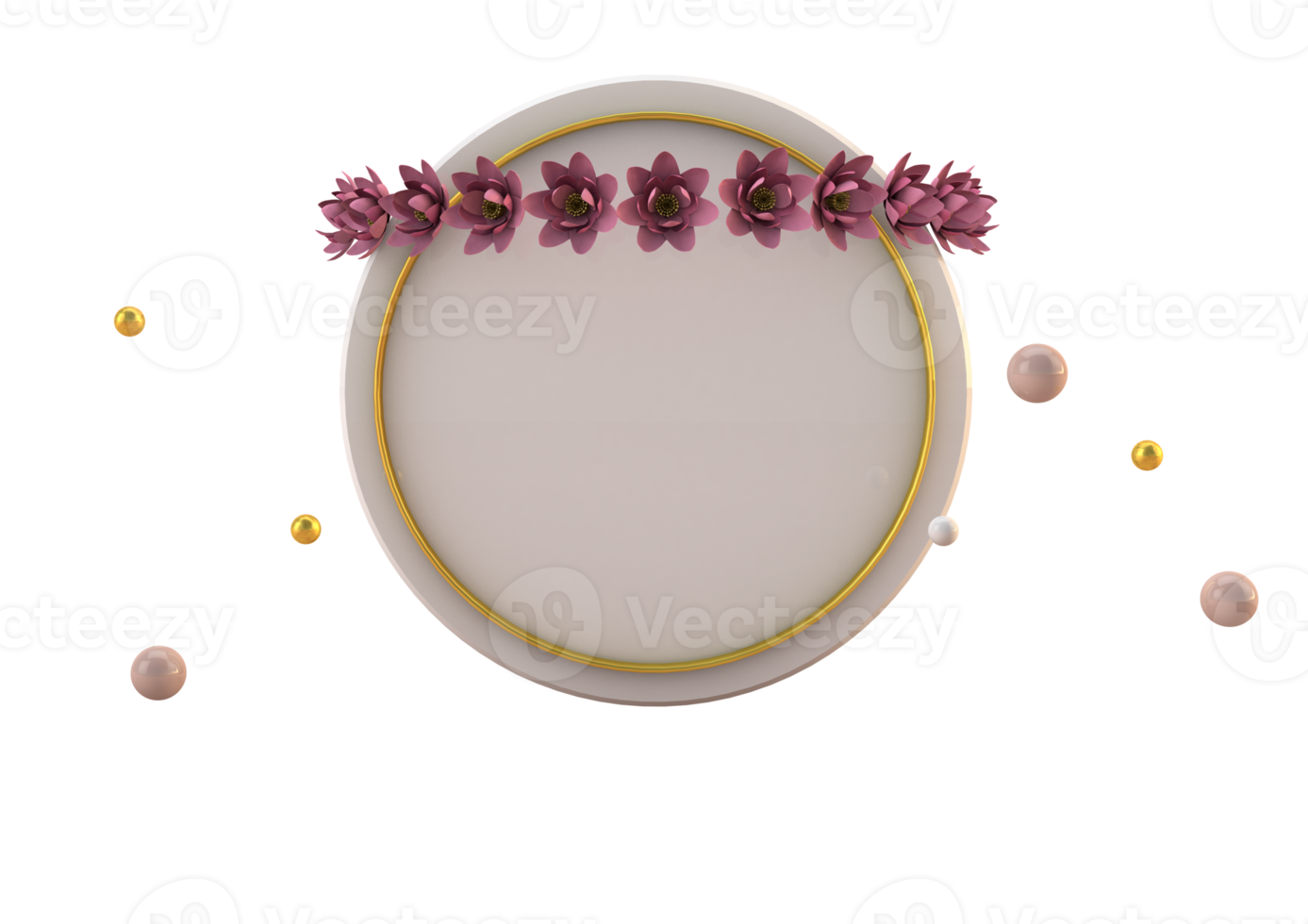 Circle banner with spring concept. 3d render png
