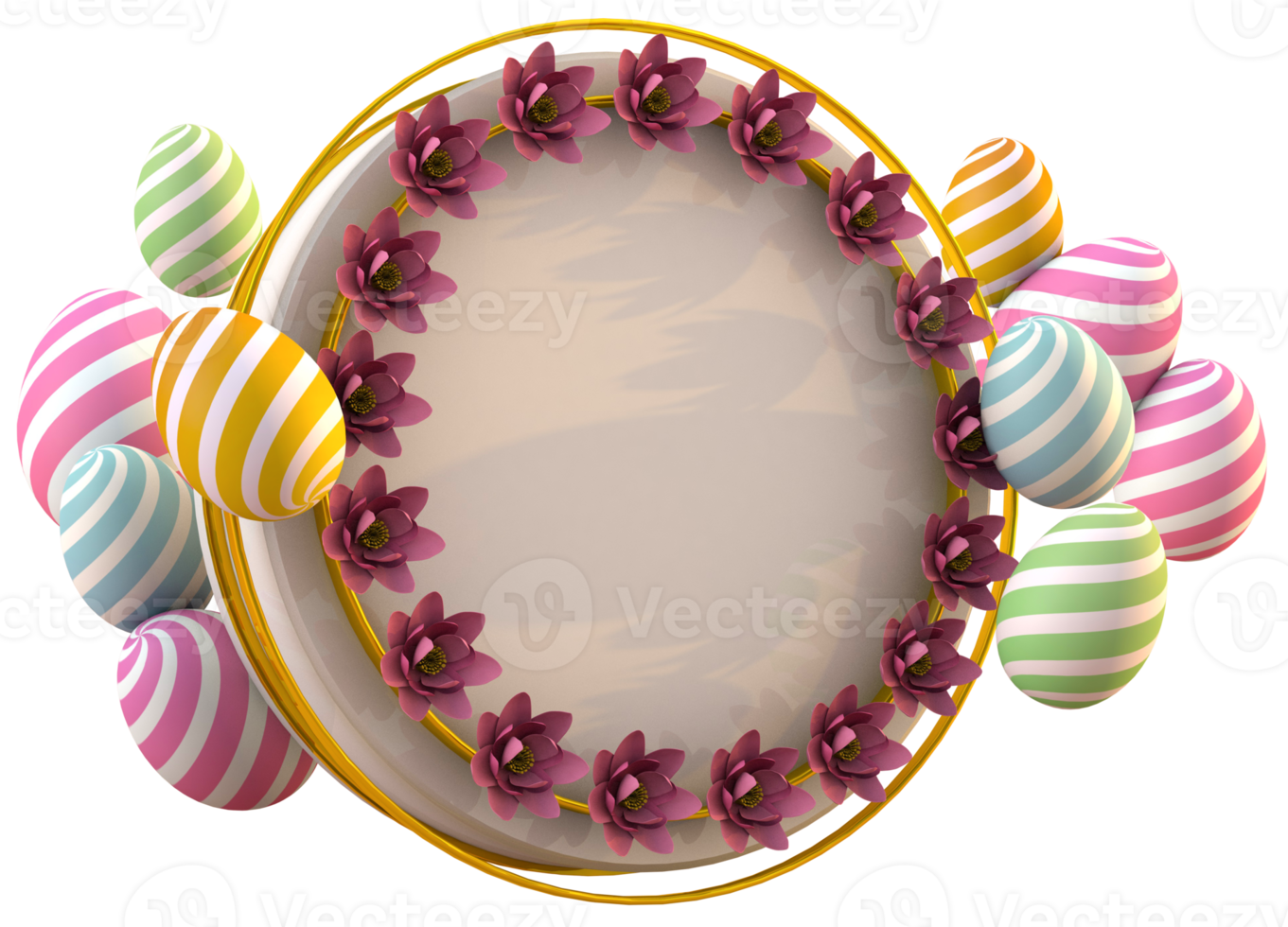 Happy easter day banner with 3d empty round png