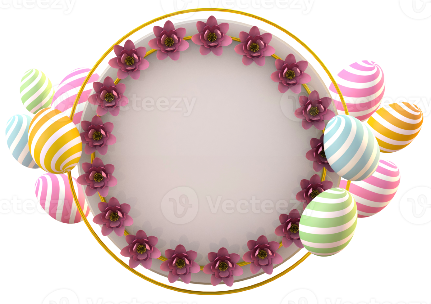 Happy easter day with 3d empty round png