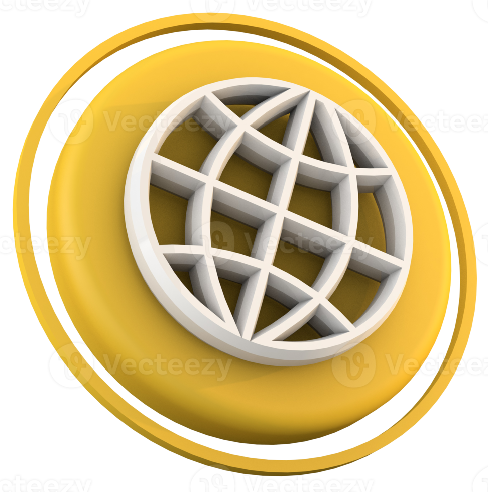 simple 3d world icon on yellow background png