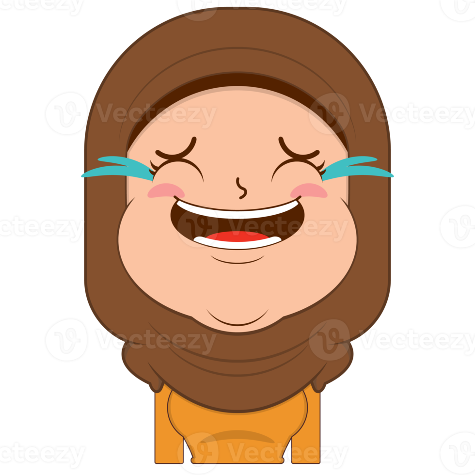 muslim girl laughing face cartoon cute png