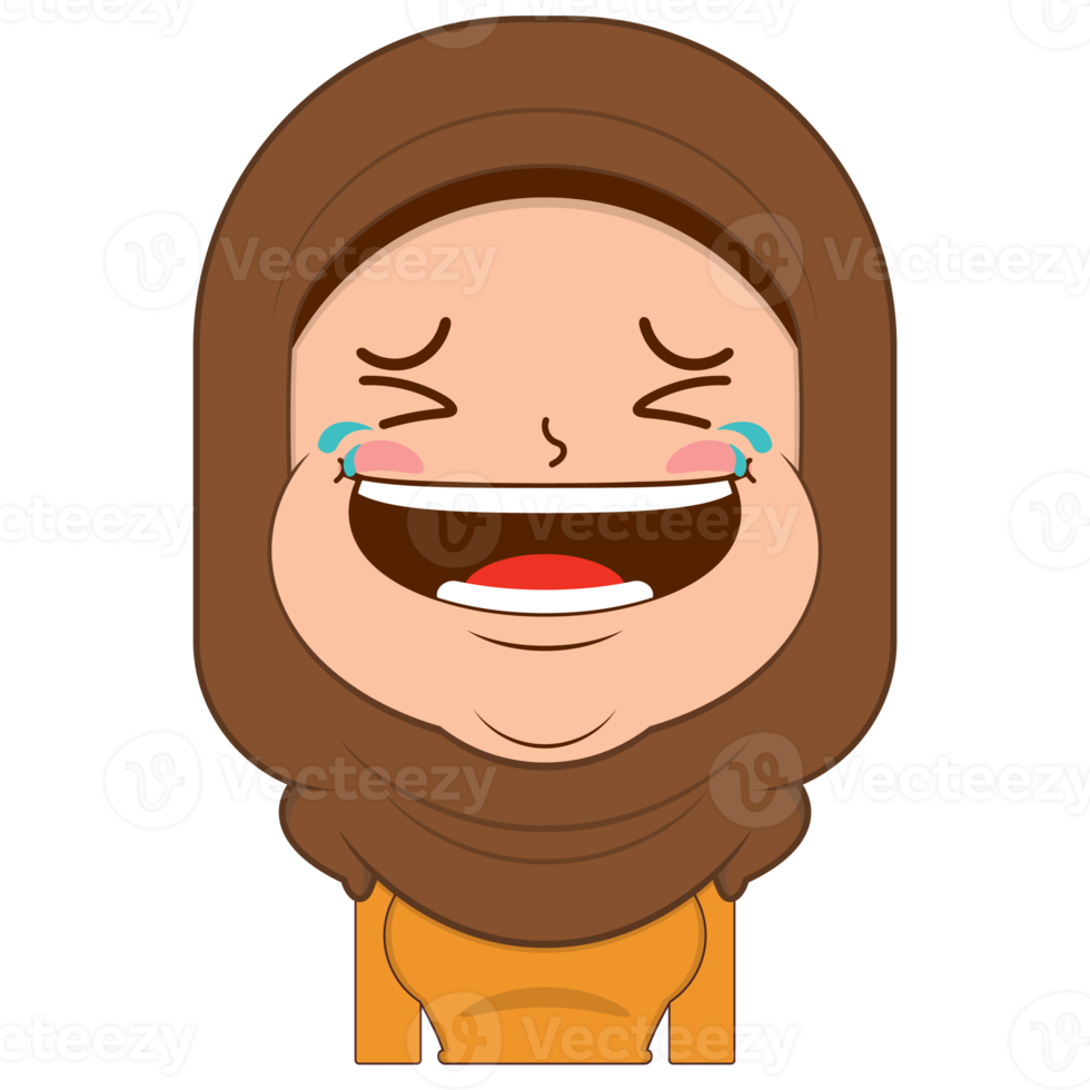 muslim girl laughing face cartoon cute png