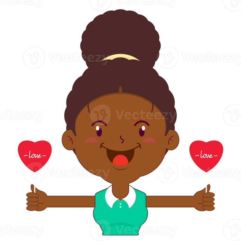 afro woman playful valentine cartoon cute png