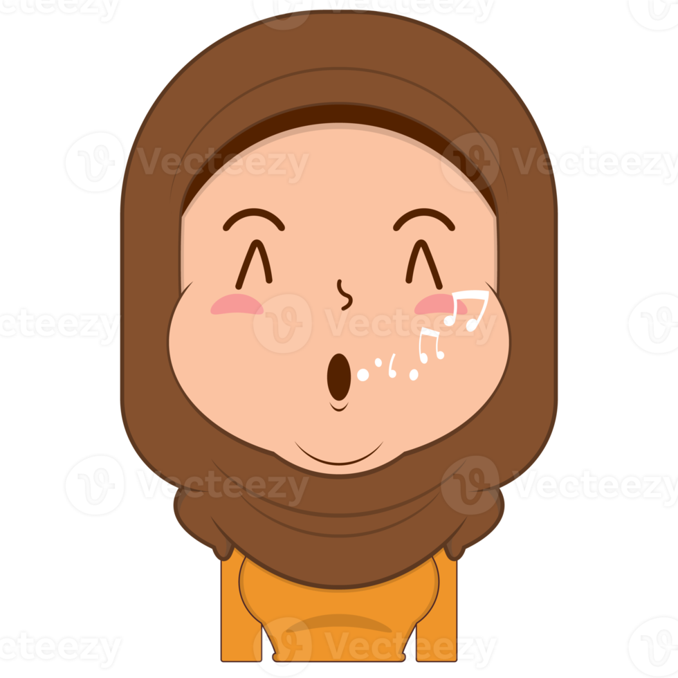 muslim girl whistling face cartoon cute png