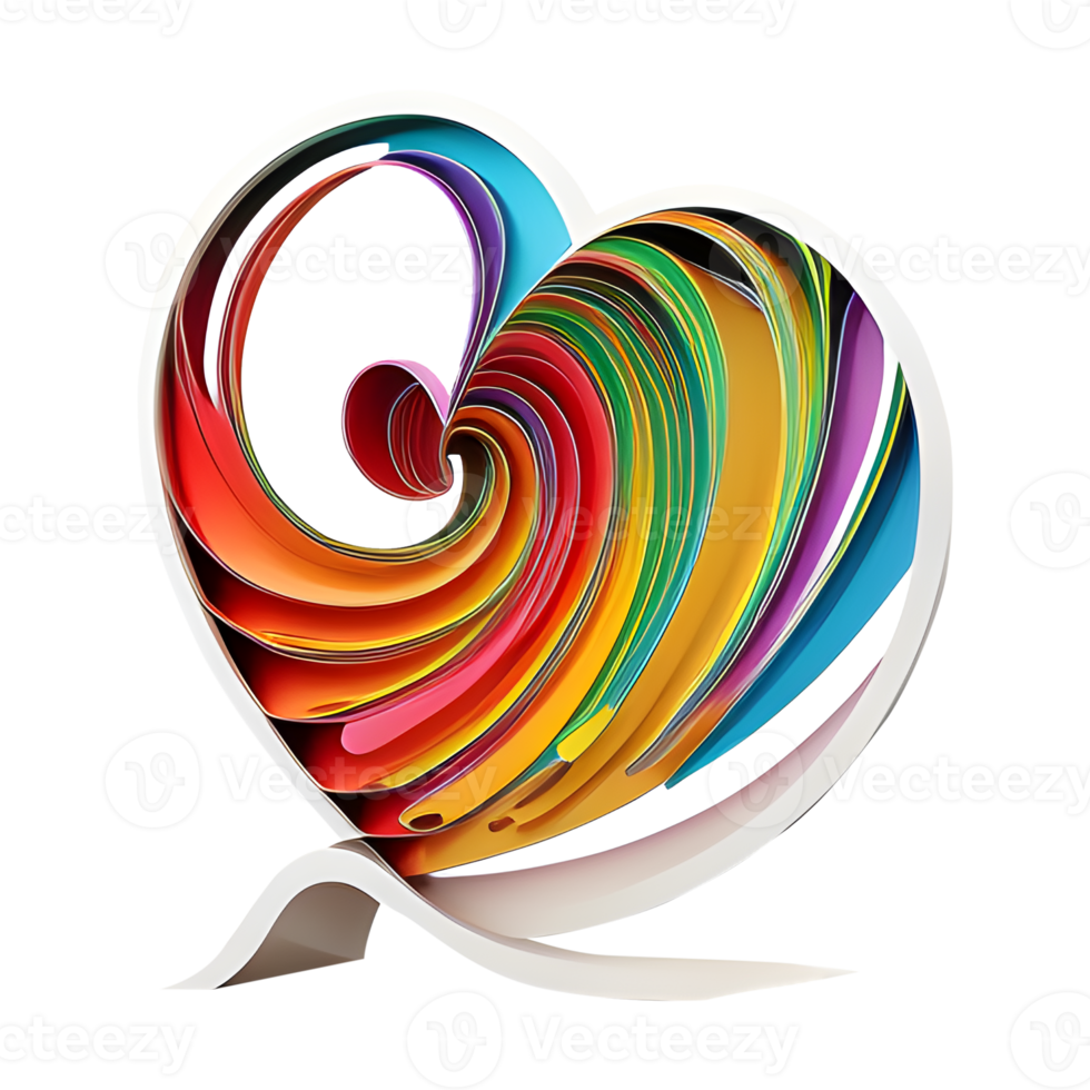 Colorful splash love heart design png