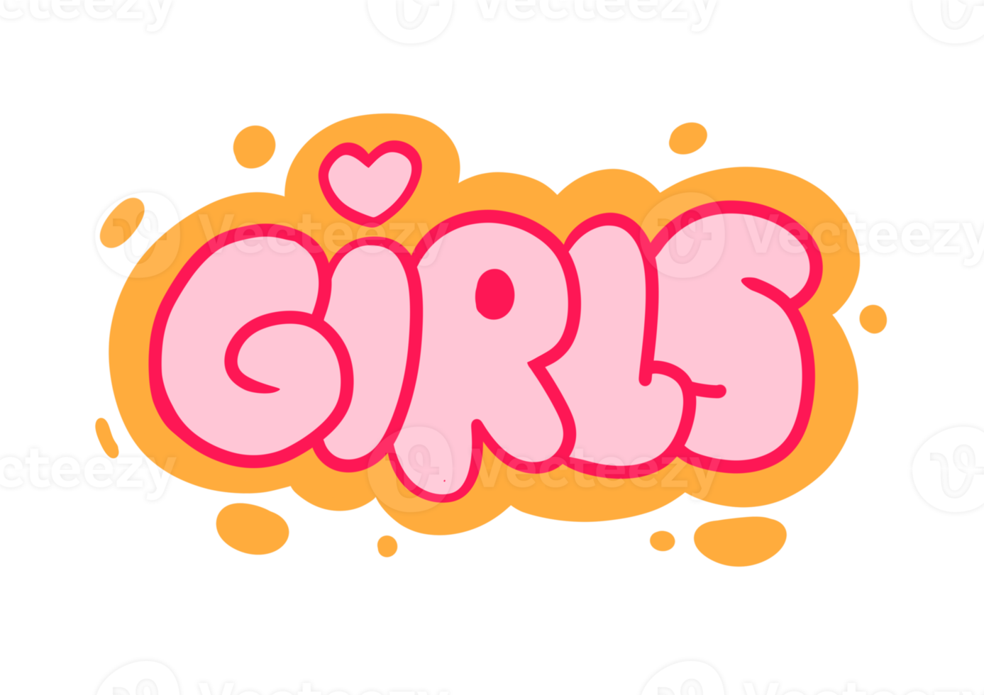 pegatina de palabra de chicas en estilo emergente png