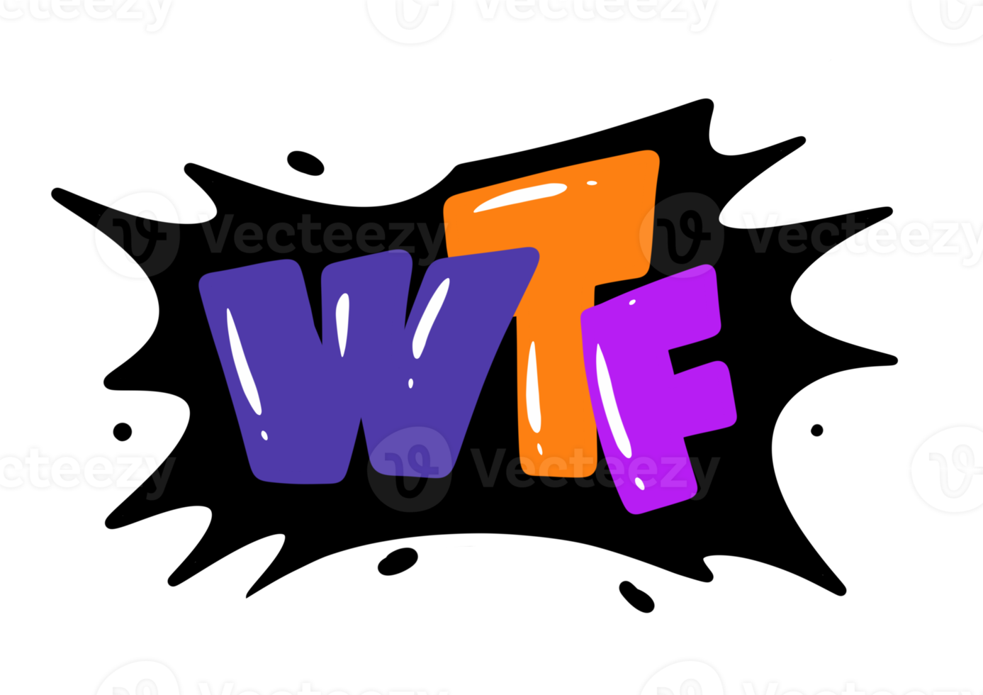 effet de texte wtf dans le style d'autocollant graffiti png