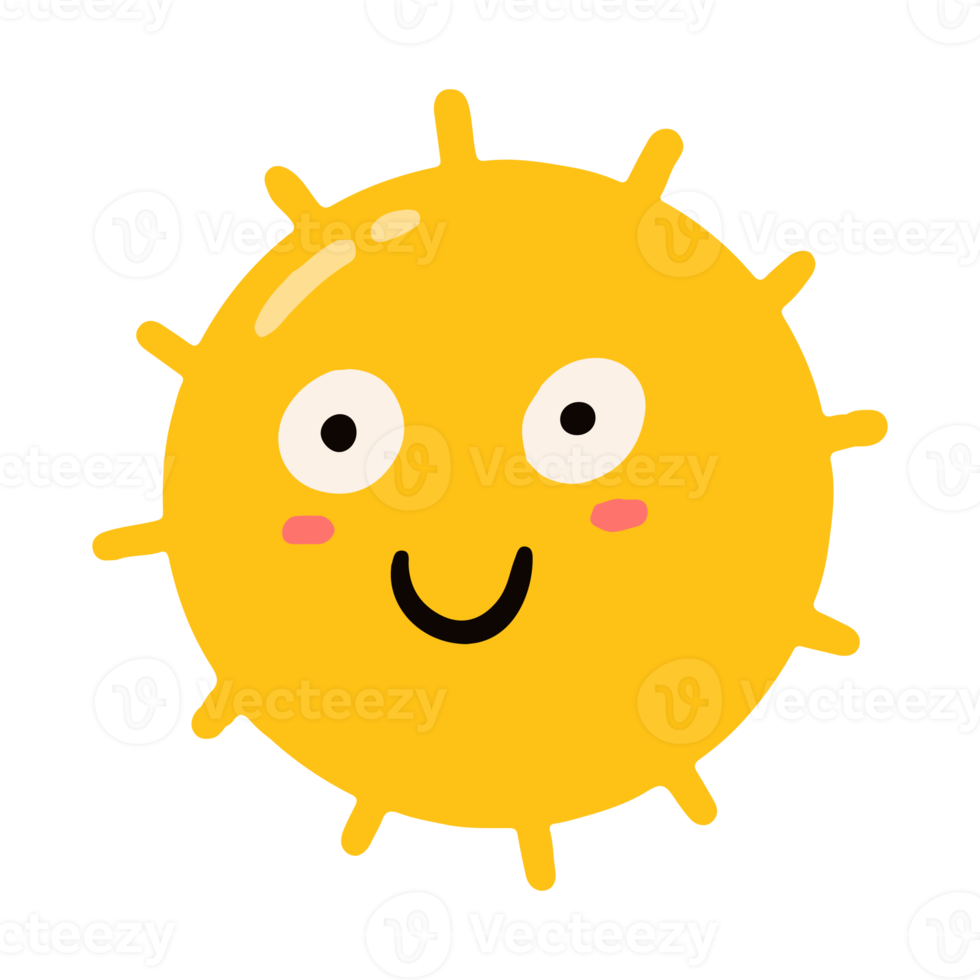 yellow sun in cute for kids png