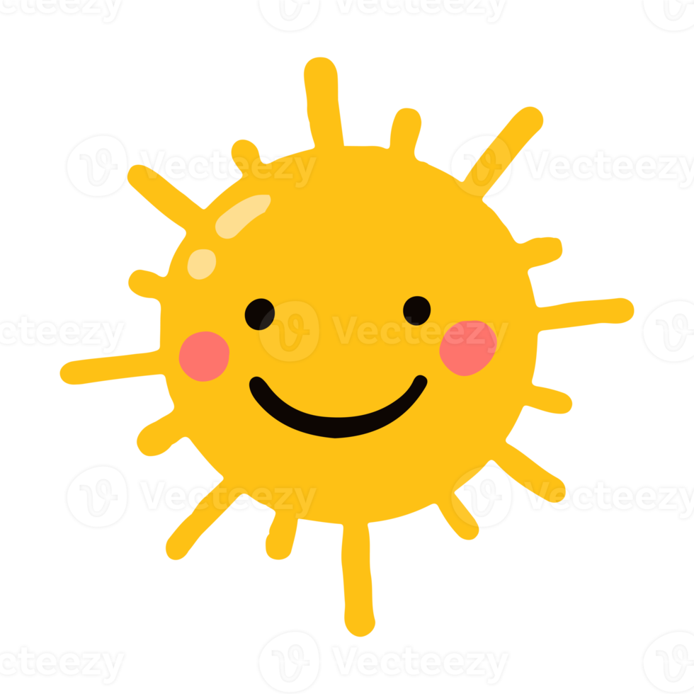 cute sun with a smile character for kids design element png