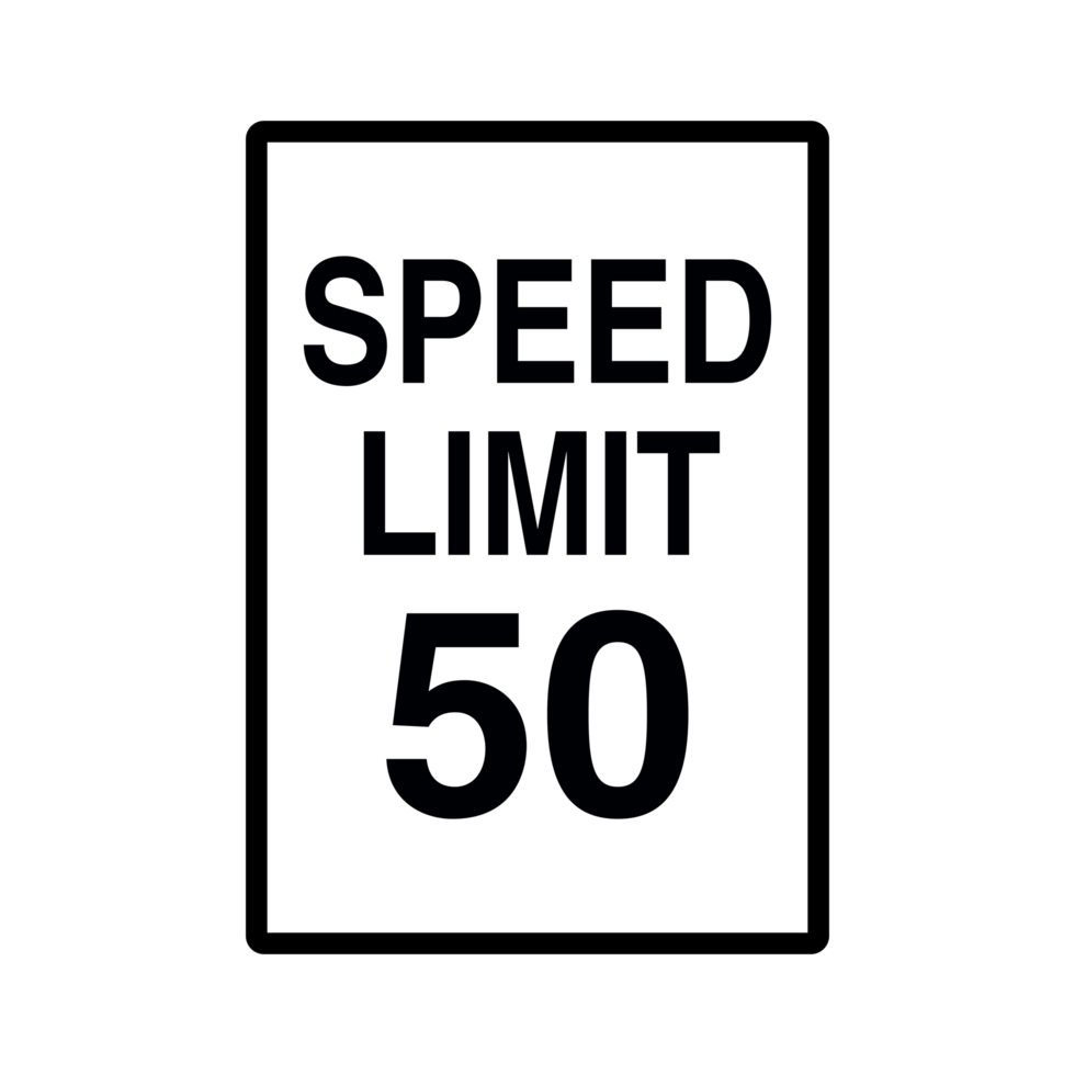 Speed Limit 50 Traffic Sign on Transparent Background png