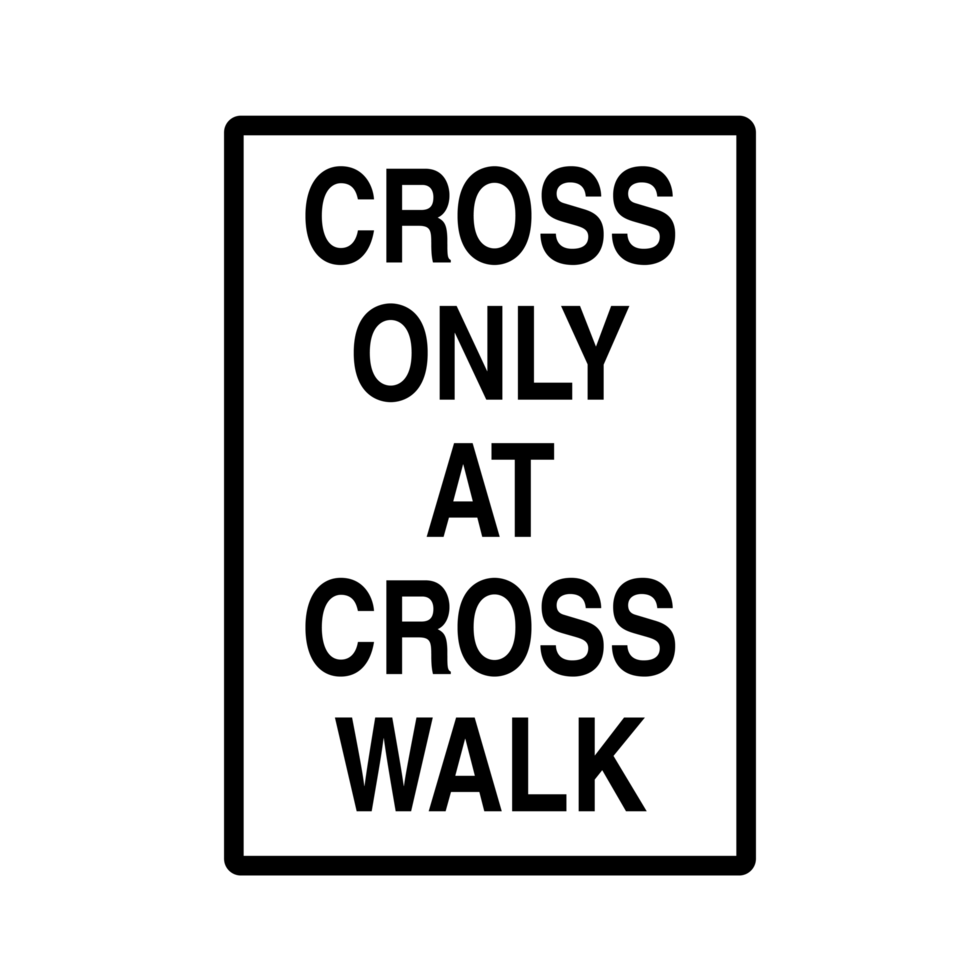 Cross only at Cross Walk Road sign on Transparent Background png