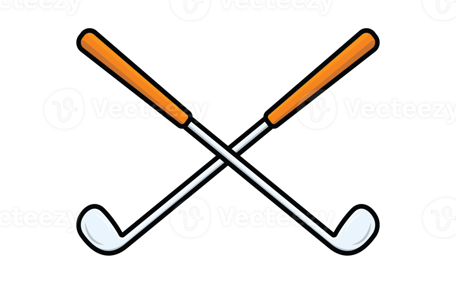 Golf Sticks in cross sign illustration. png