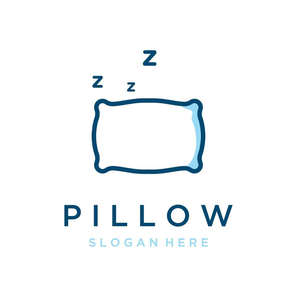 diseño creativo de la plantilla del logotipo de la cama y el sueño, con almohada, zzz, reloj, luna y estrellas. vector