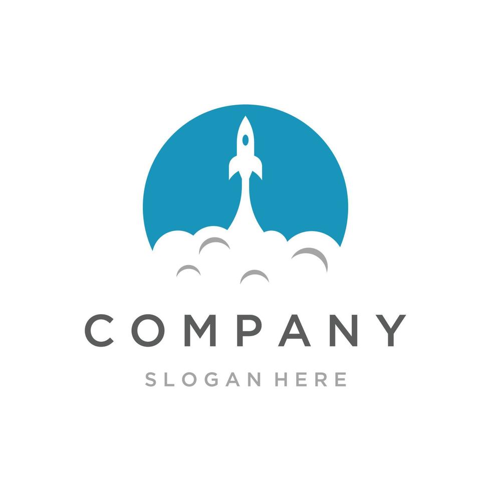 Creative and modern rocket design logo,starship launch template. vector