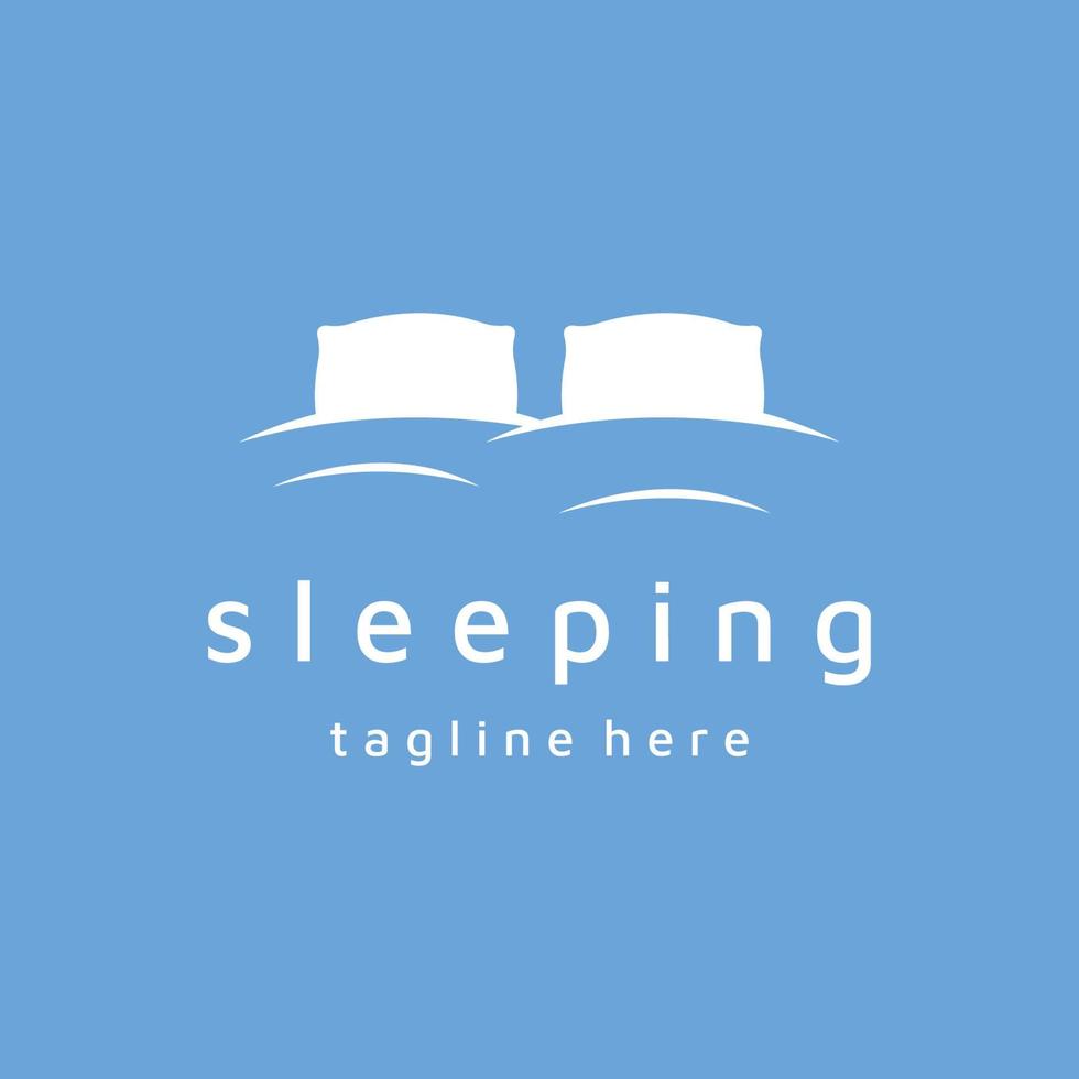 Bed and sleep logo template creative design, with pillow,zzz, clock, moon and stars. vector