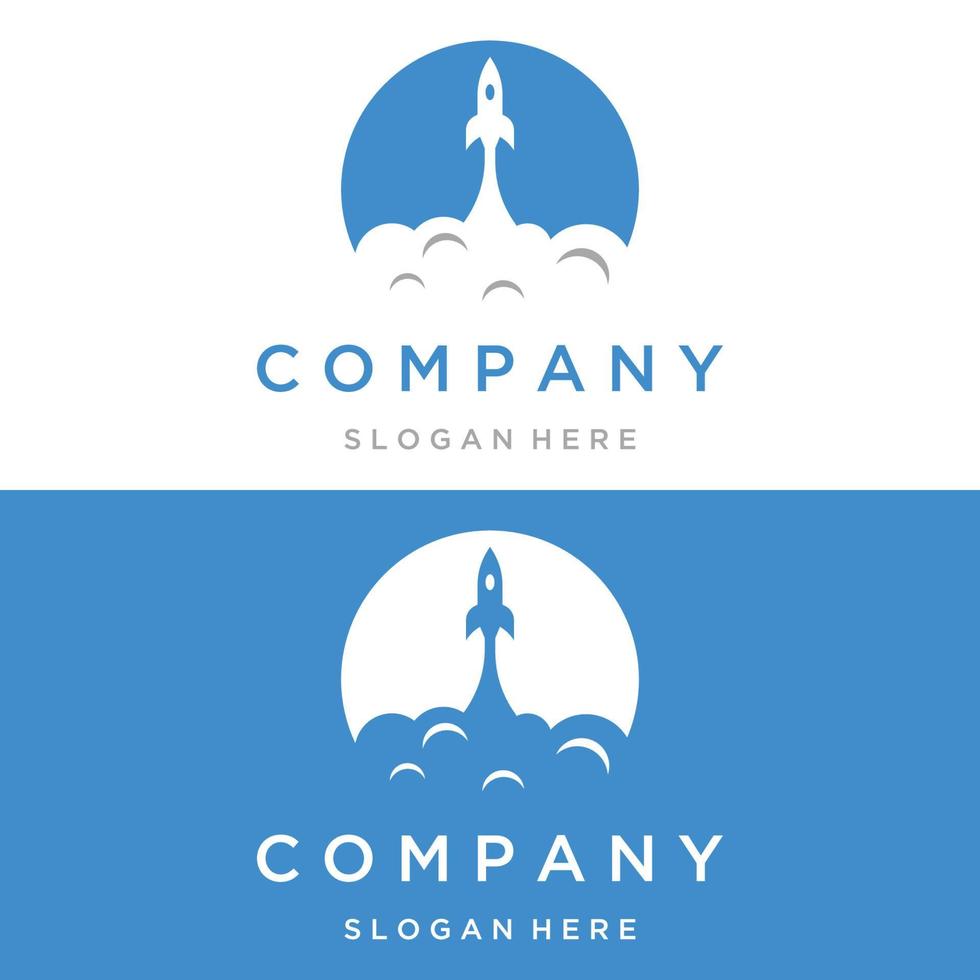 Creative and modern rocket design logo,starship launch template. vector